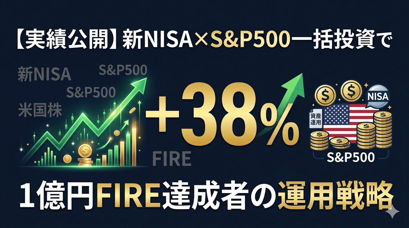 新NISA×S&P500一括投資で+38%を達成｜1億円FIRE達成者の運用戦略を解説するアイキャッチ画像